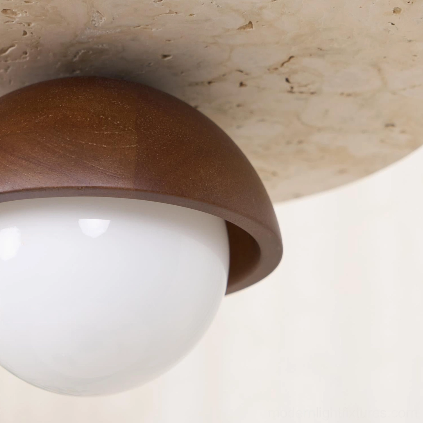 Modern minimalist pendant ceiling light with natural stone disc and reflective finish