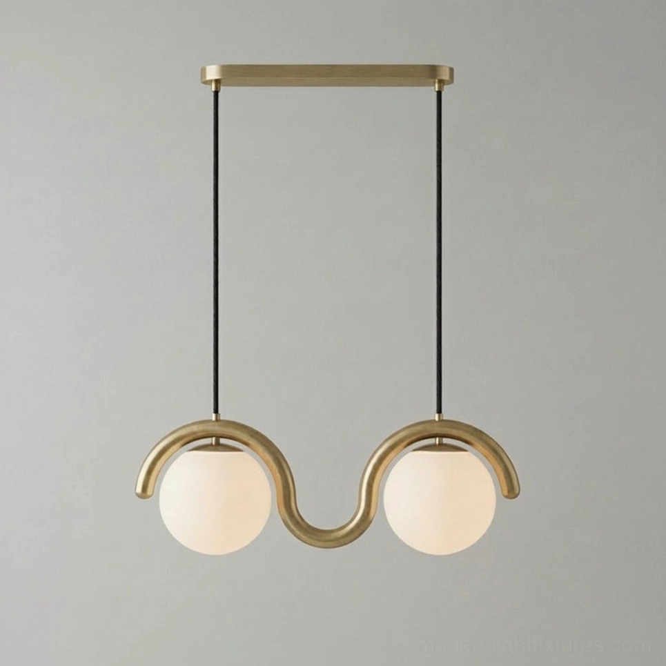 Linear wave pendant lamp combining minimalist aesthetics with organic sculptural design