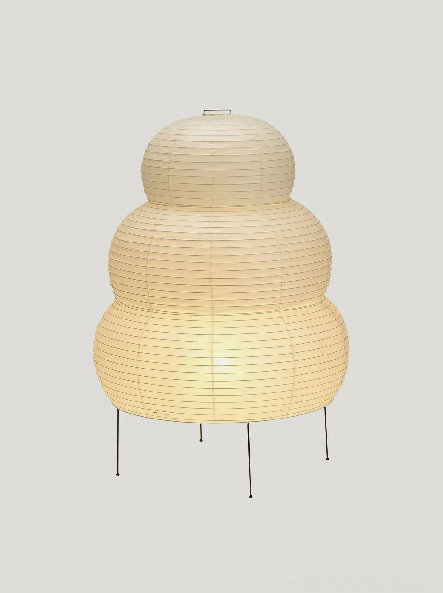 Minimalist tiered Shoji table lamp in contemporary interior with neutral aesthetic styling