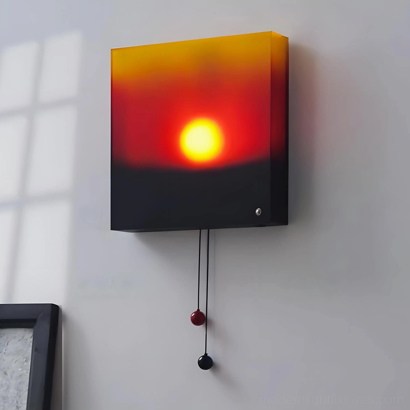 Ember Glow contemporary wall sconce mounted in modern minimalist interior white wall setting