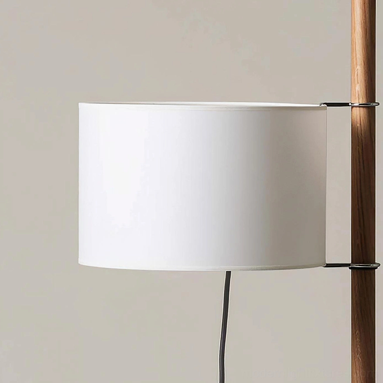 Minimalist wood floor lamp with fabric shade, functional design for reading and ambient light