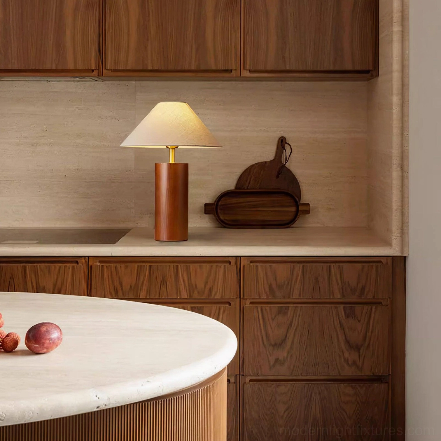 Minimalist wooden table lamp showcasing Scandinavian design principles and material honesty