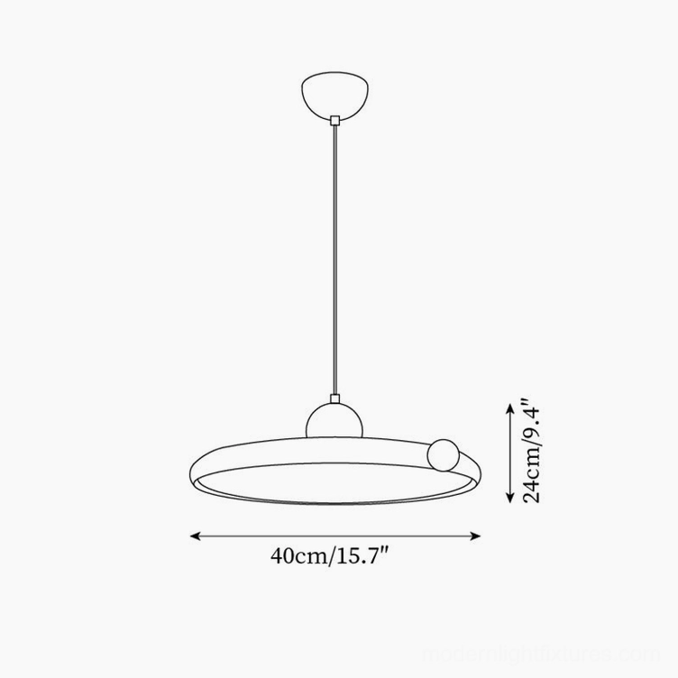 Technical schematic drawing of Minka 40cm diameter pendant light with dimensions specifications