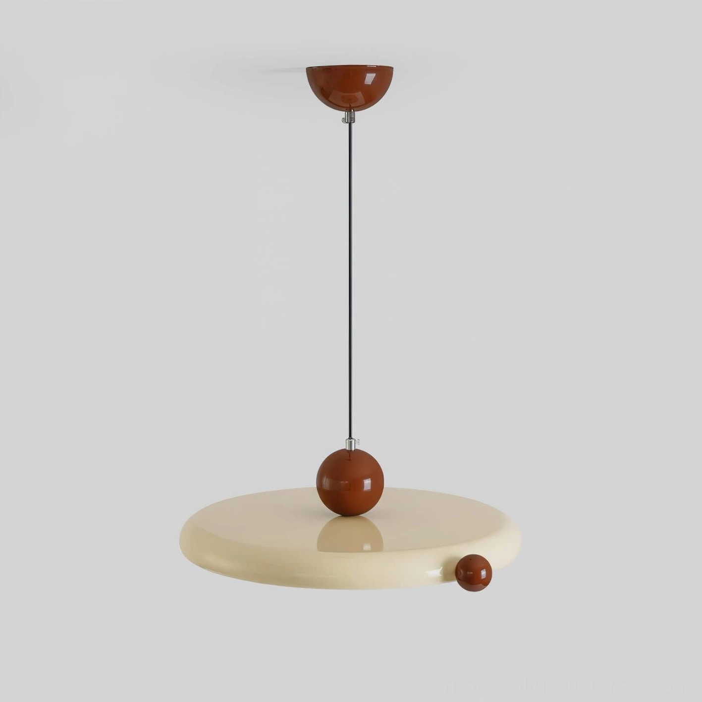 Minka modern disc pendant light ceiling installation detail with sloped ceiling compatibility