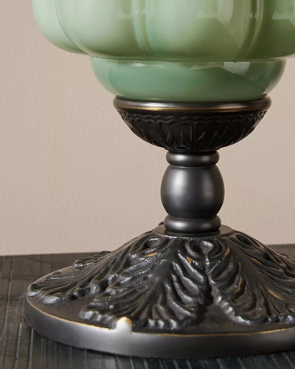 Eloise table lamp with mint green glass and matte black bronze finish modern traditional lighting