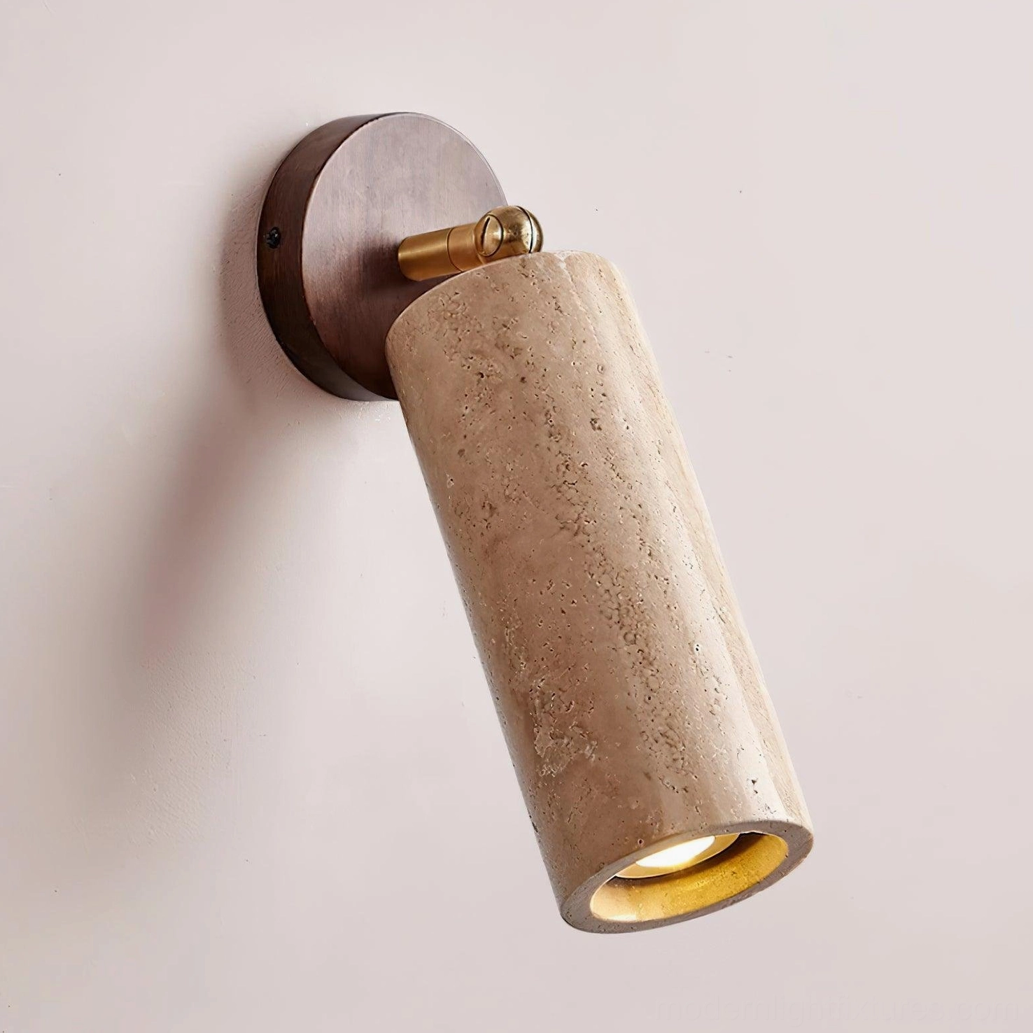 Mireille travertine wall sconce walnut wood and beige stone color option modern interior styling