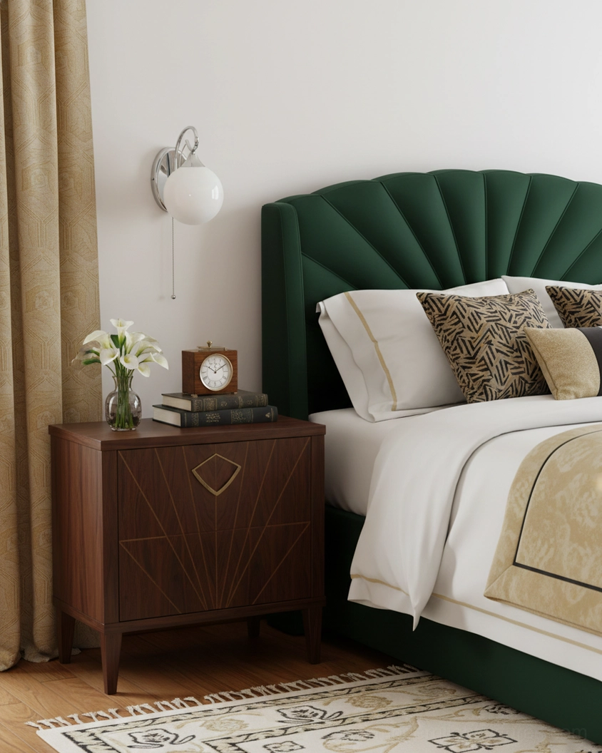White frosted glass globe wall sconce beside luxury master bedroom headboard, modern ambient bedroom lighting