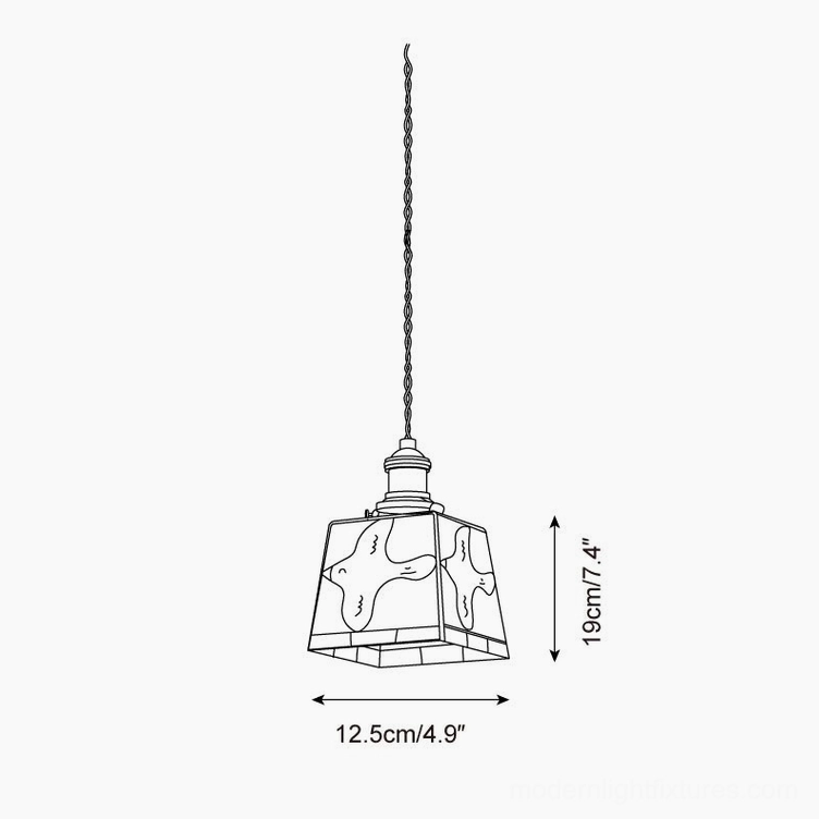 Miroa pendant lamp technical dimensions schematic 12.5cm diameter 19cm height