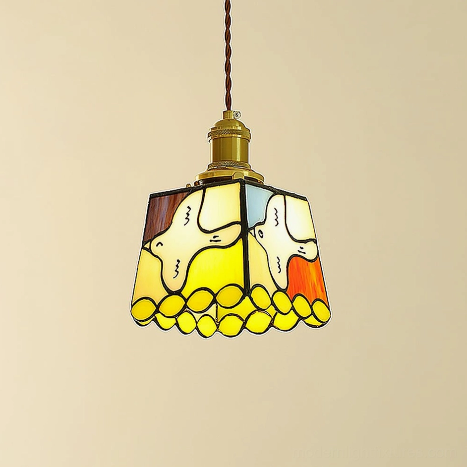 Miroa yellow stained glass pendant lamp bright cheerful color variant
