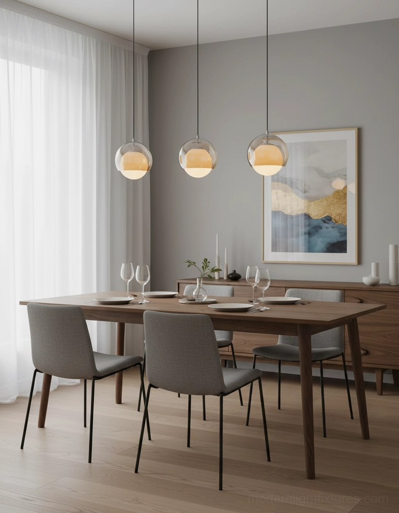 Detailed close-up of Misty frosted glass pendant light shade showing curved edge refinement and light diffusion