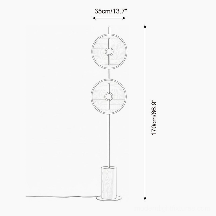 Mito floor lamp technical line drawing showing dimensions 170cm height and 35cm shade diameter specifications
