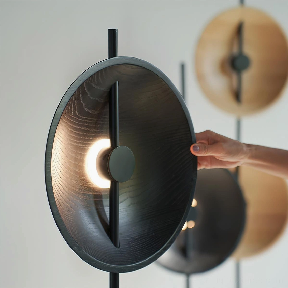 Mito two-tier geometric floor lamp stylistic product shot showing sculptural form and proportions