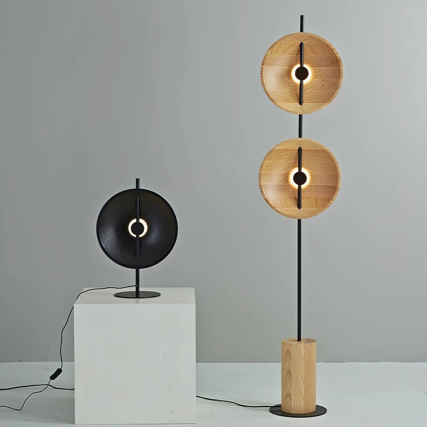Mito two-tier floor lamp interior design application showing versatile modern home decor compatibility