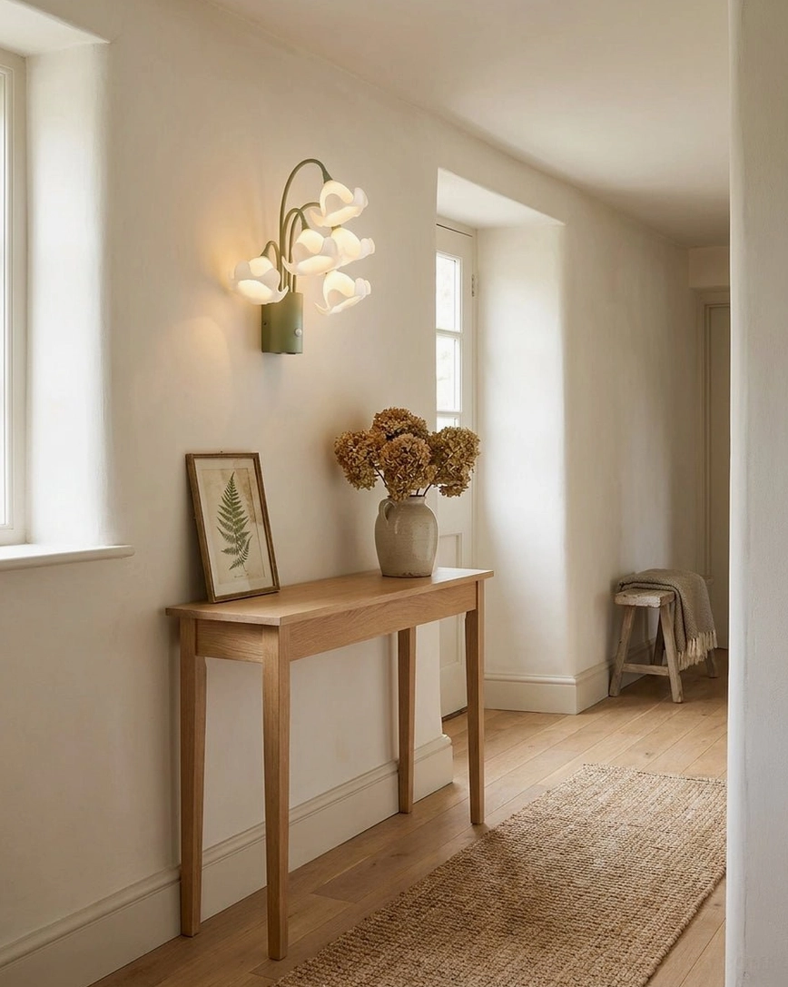 Mivella rechargeable wall sconce accent light in residential hallway with soft warm glow illuminating nighttime pathway