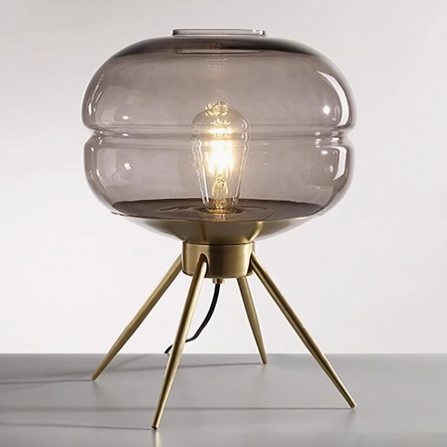 Moda tiered glass table lamp in modern interior setting demonstrating ambient light quality and mood