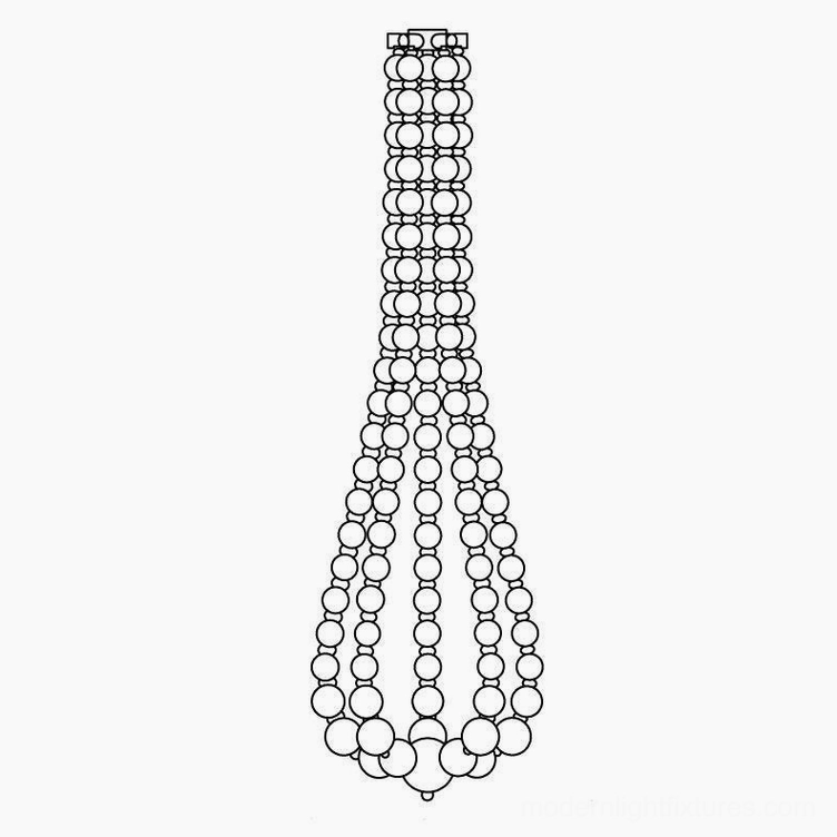 Modern pearl necklace chandelier Model 7 showing 33-sphere configuration and contemporary design