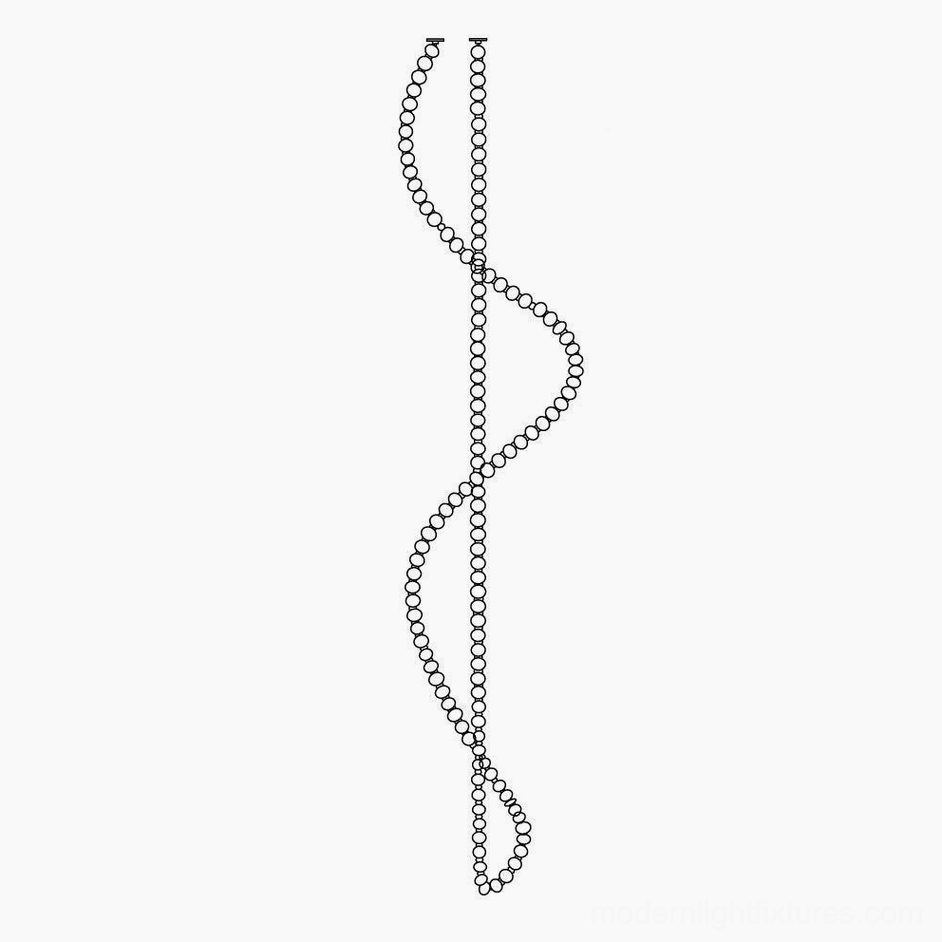 Contemporary pearl necklace chandelier Model 7 with clear and frosted acrylic sphere options