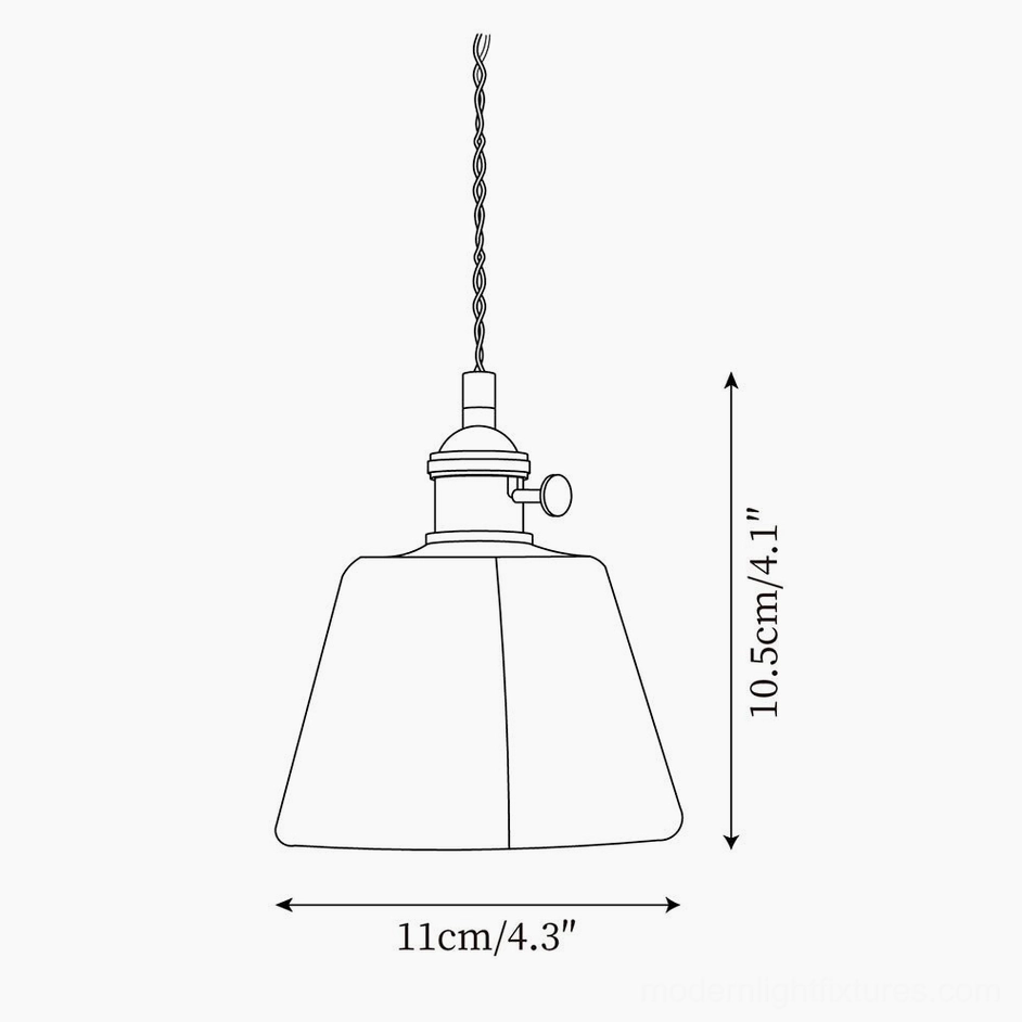 Model A trapezoid amber glass pendant lamp technical schematic - 11cm diameter