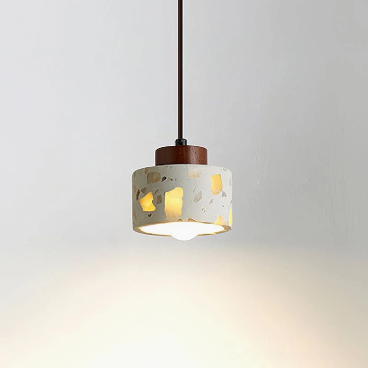 Model A walnut terrazzo pendant lamp compact size professional studio shot
