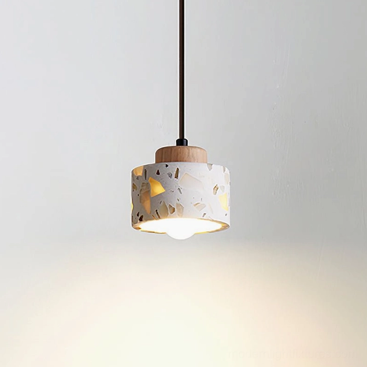 Model A cemento pendant light walnut finish compact size studio product photo