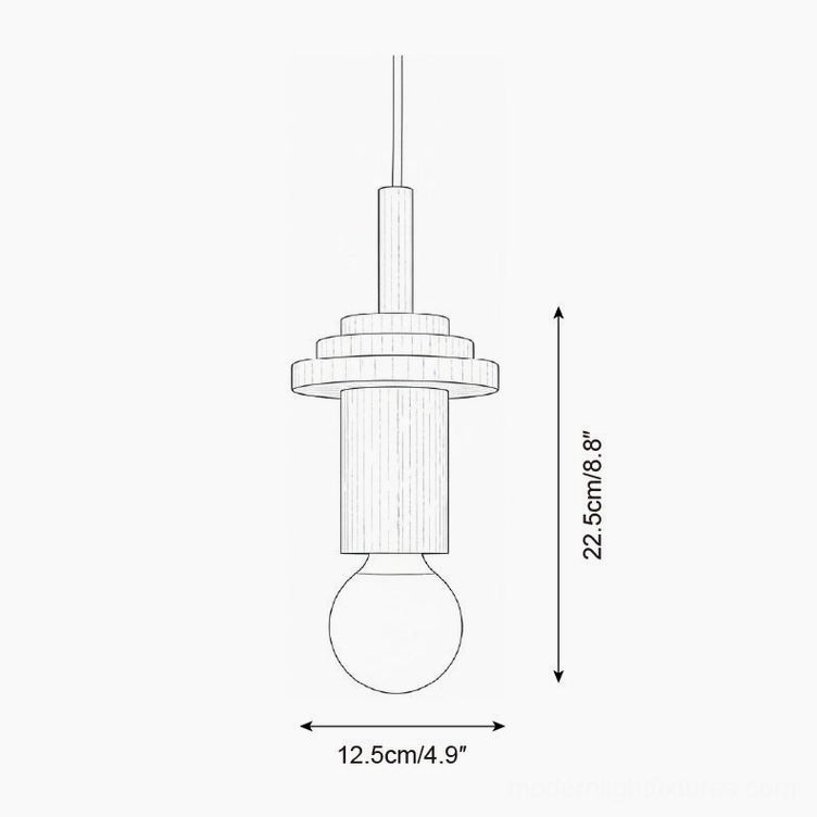 Model A Junit geometric pendant lamp technical drawing - 12.5cm diameter 22.5cm height
