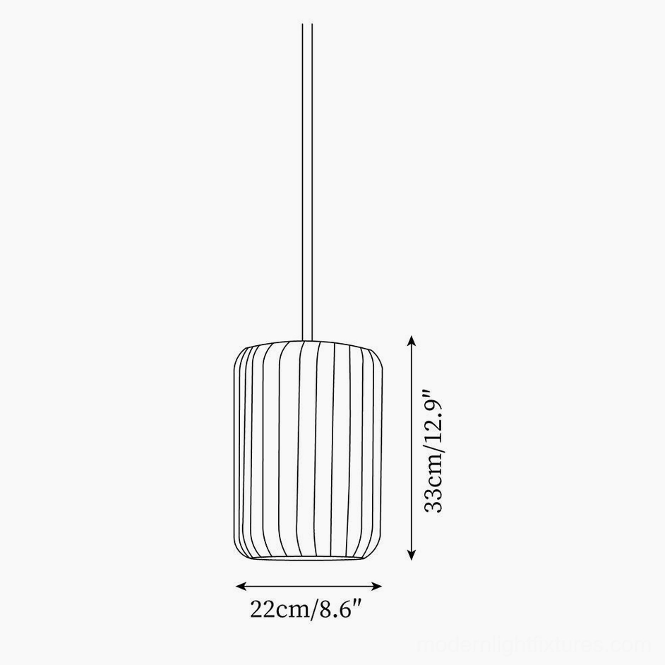 Technical dimension diagram Model A - 22cm diameter x 33cm height pendant light specifications