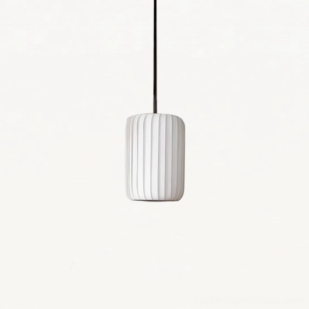 Model A Rossau pendant light - compact ribbed fabric shade for accent lighting spaces