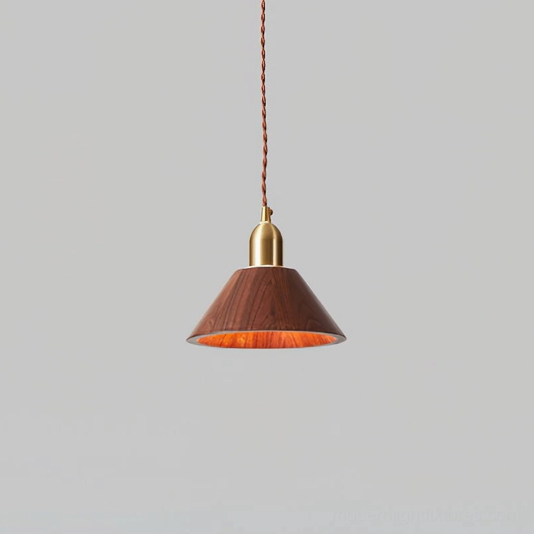 Model A walnut wood pendant light elegant interior accent fixture