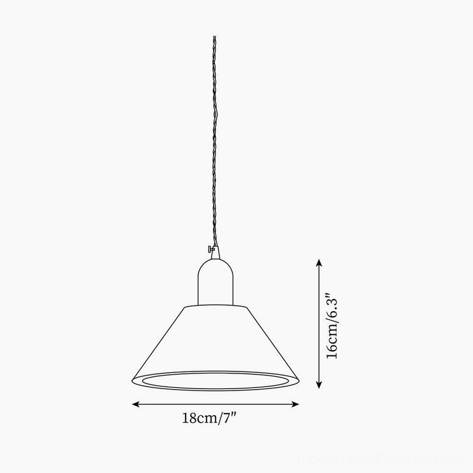 Technical dimension drawing Model A wood pendant light 18cm diameter 16cm height