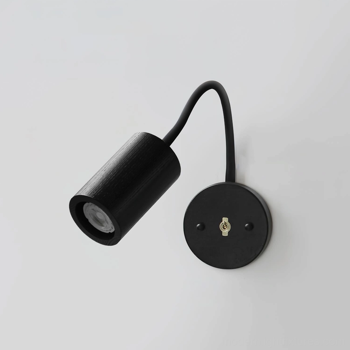 Black wooden wall sconce Model B with tapered shade, contemporary minimalist design