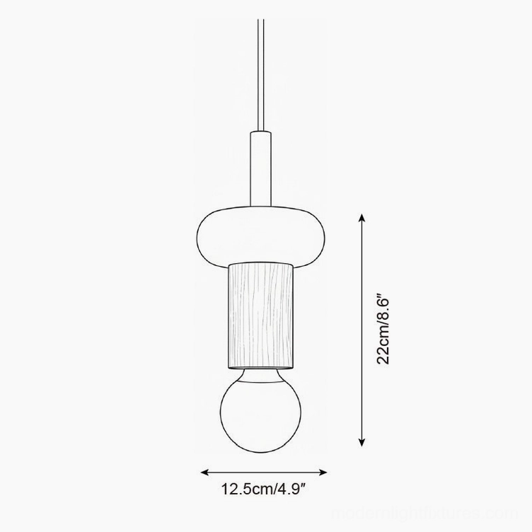 Model B Junit pendant lamp orthographic drawing - stacked geometric design