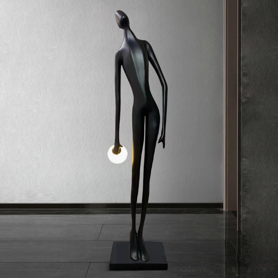 Model B sculpture floor lamp compact version, 185cm height, contemporary human form design