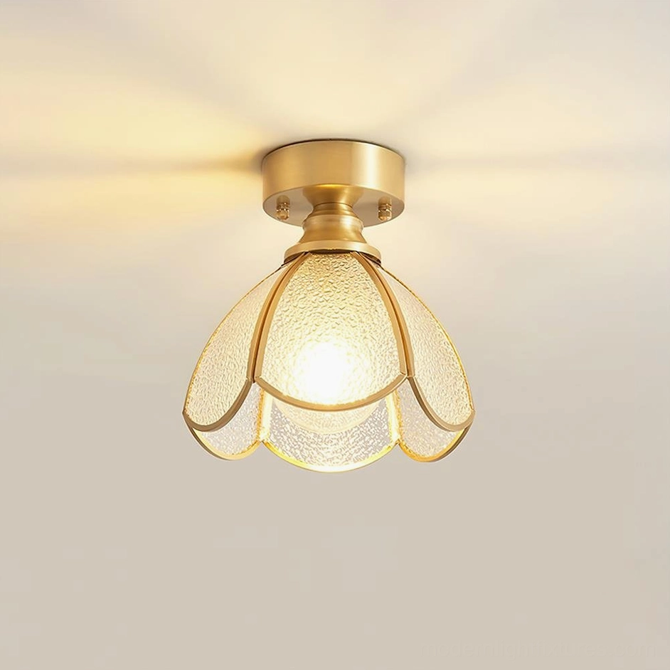 Model B handcrafted stained glass ceiling light with ruby red accent pieces