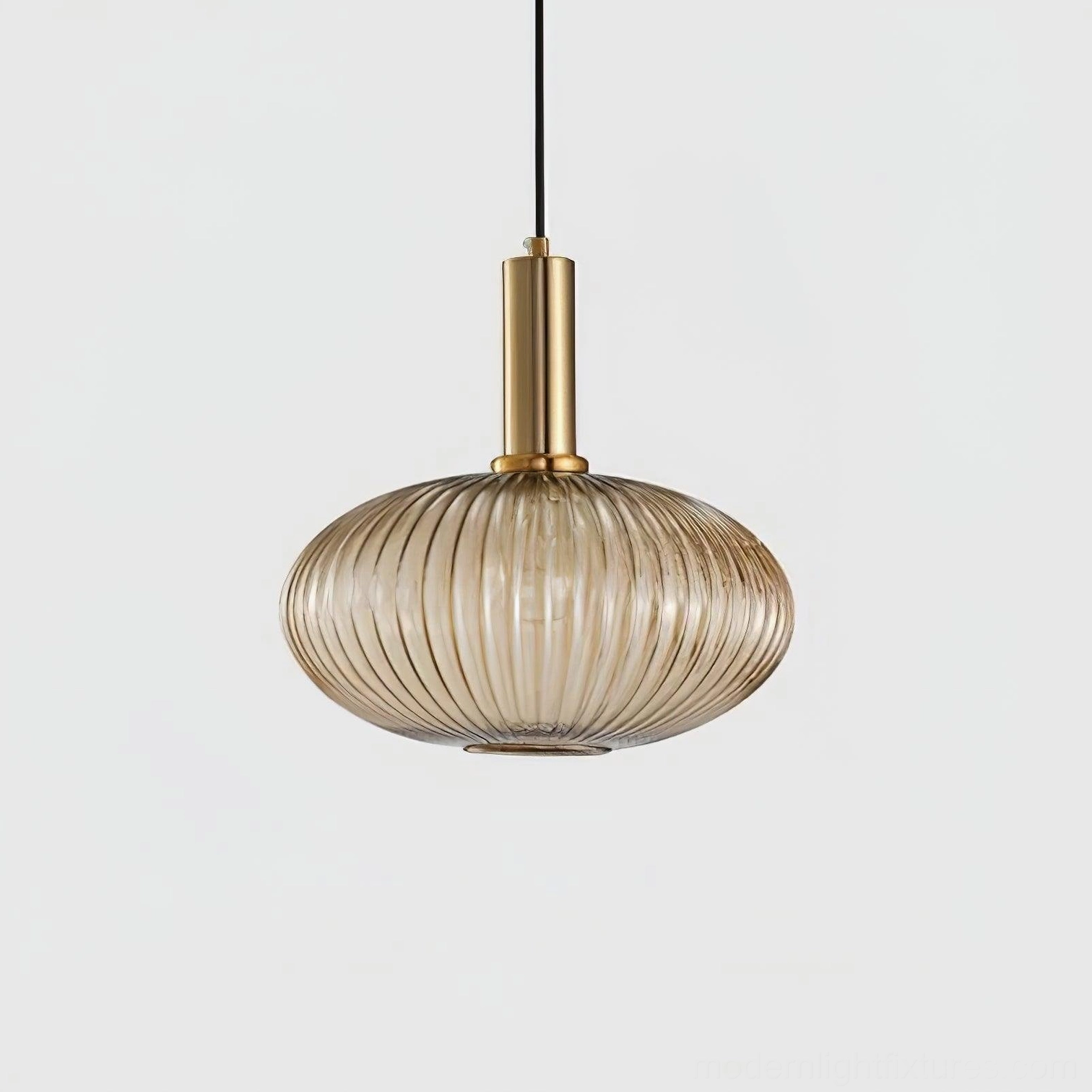 Model C cognac large ribbed glass pendant lamp statement scale warm glow dining table anchor