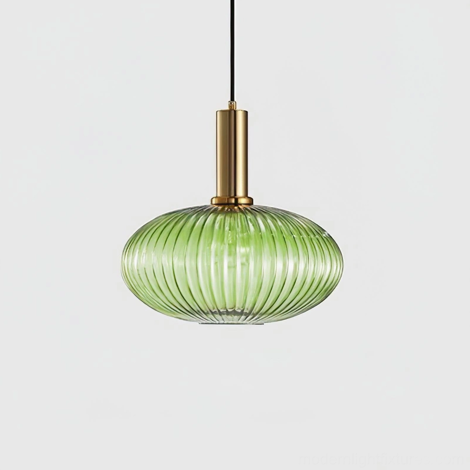 Model C green large ribbed glass pendant lamp statement size botanical finish spacious room installation