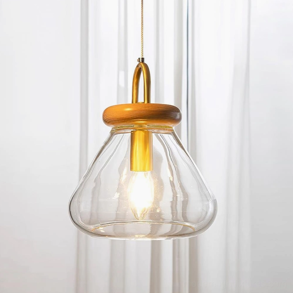 Model C jar pendant lamp with 20cm diameter clear glass shade, largest artisan style pendant