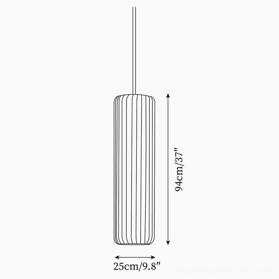Technical dimension diagram Model C - 25cm diameter x 94cm height tall pendant light specifications