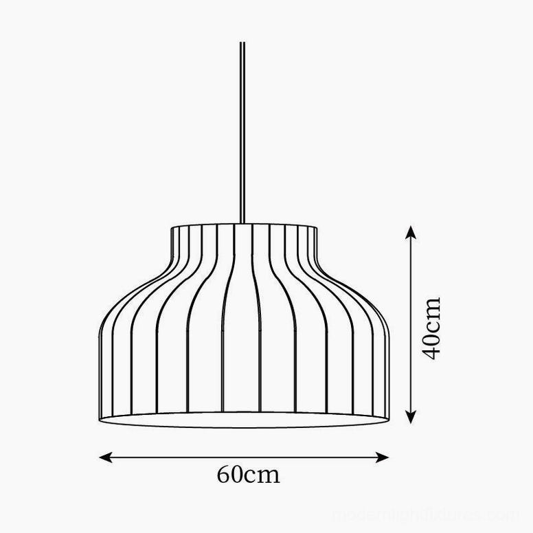 Technical line drawing orthographic side view Model C cocoon pendant light specifications 60cm diameter 40cm height