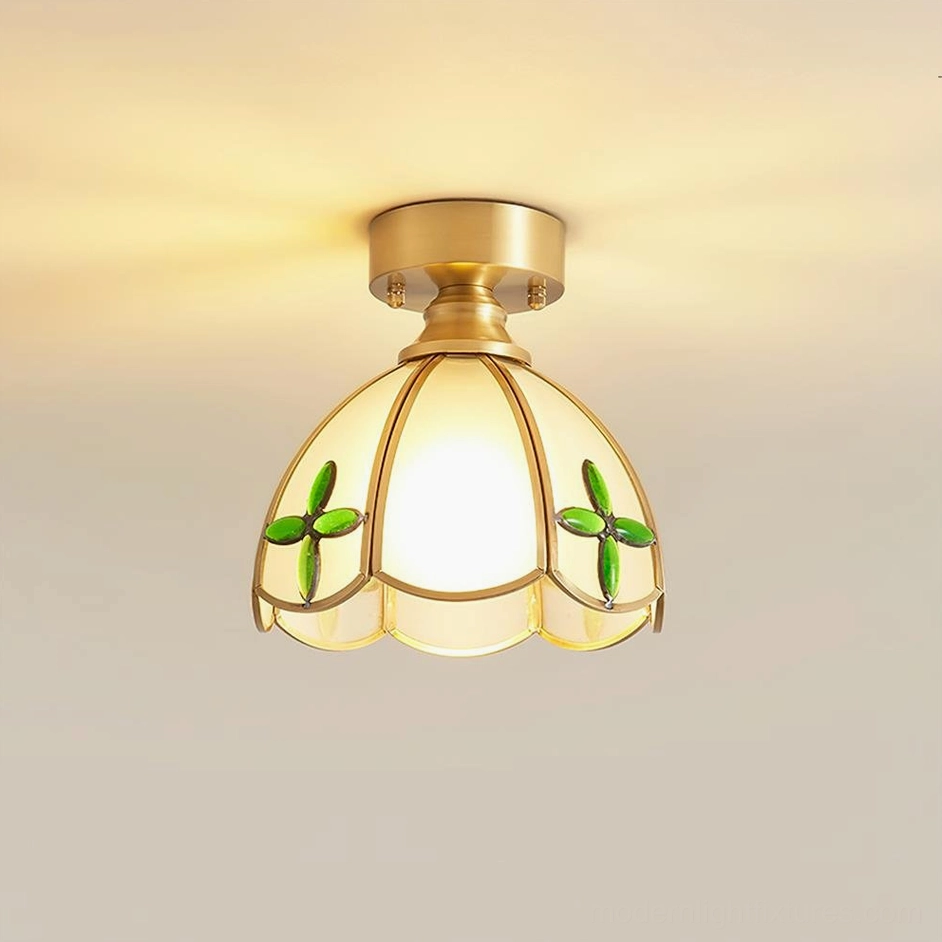 Model D retro Tiffany-style stained glass ceiling fixture 20cm diameter