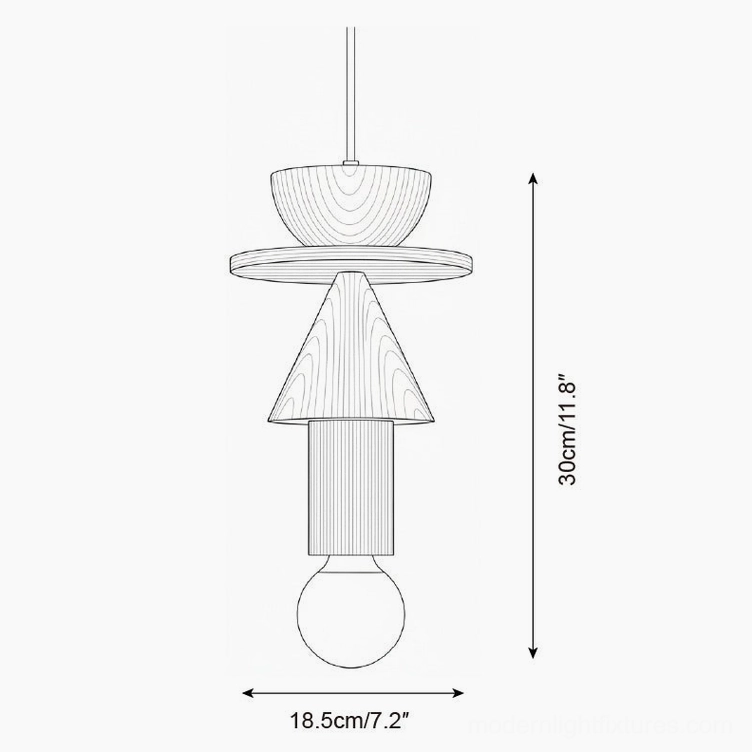 Model E Junit cone and bowl stacked pendant lamp technical specifications
