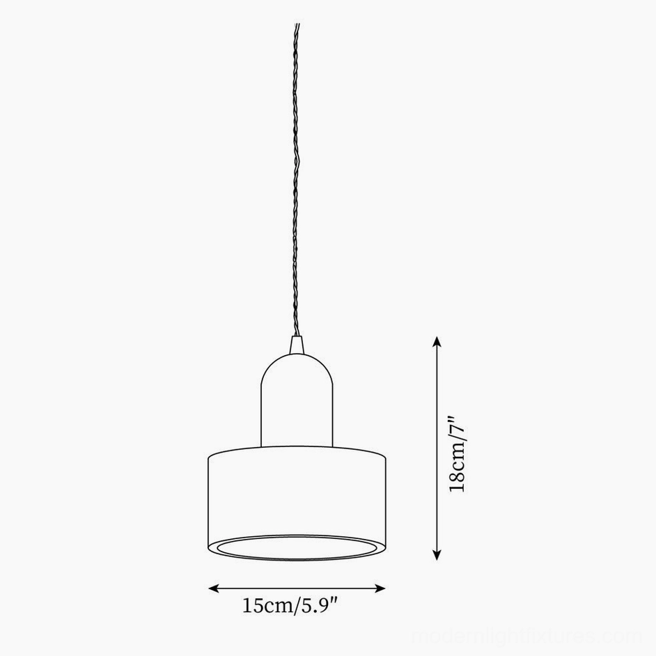 Technical dimension drawing Model E wood pendant light 15cm diameter 18cm height