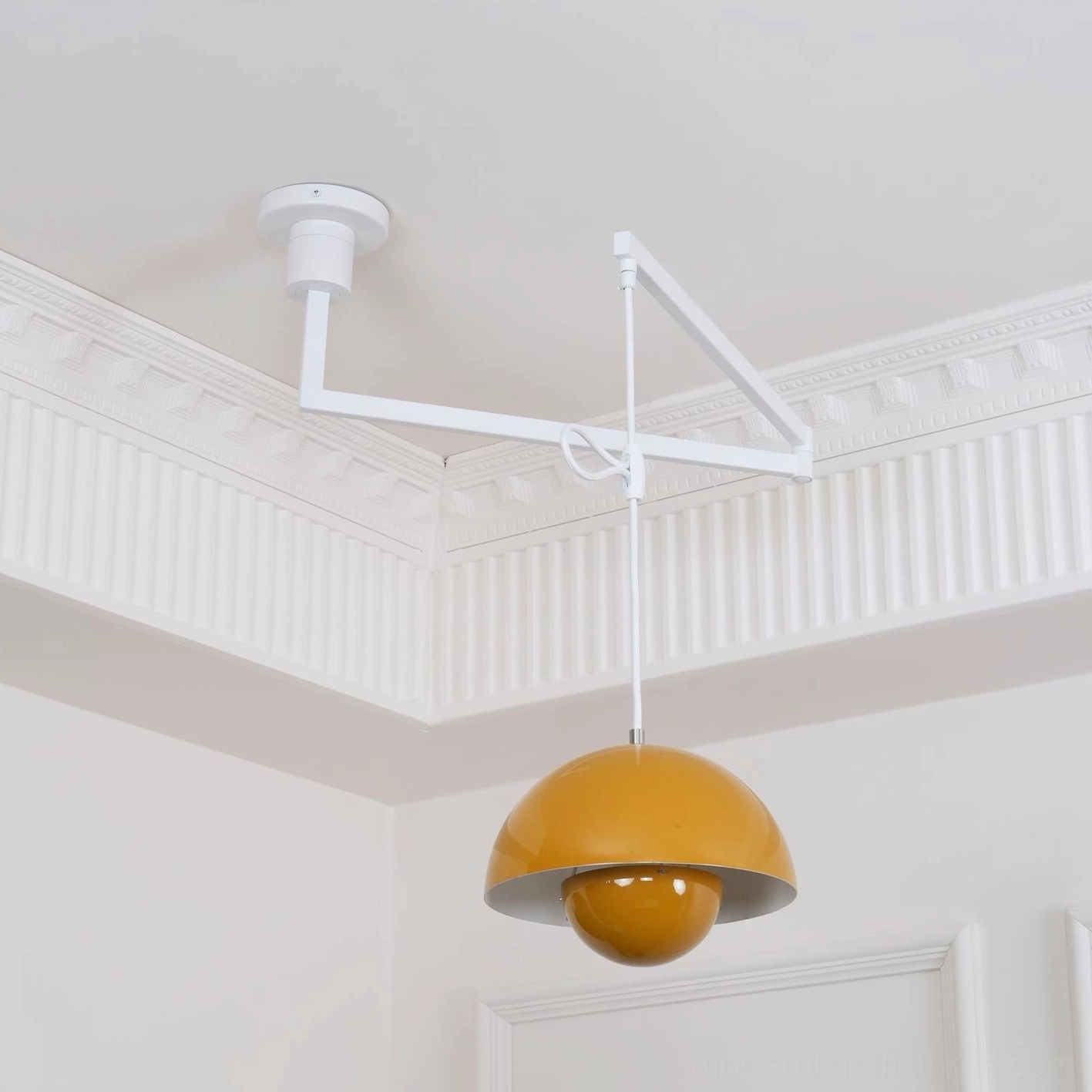 Modern adjustable pendant light fixture rocker arm aluminum dome shade