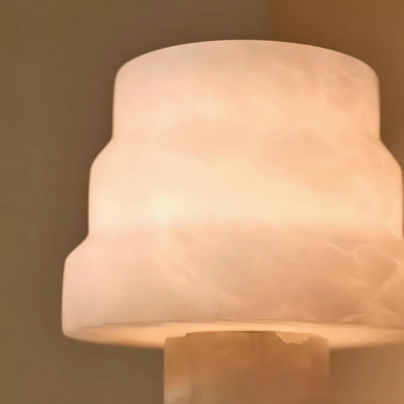 Modern alabaster table lamp with natural white veining perfect for contemporary home interior design