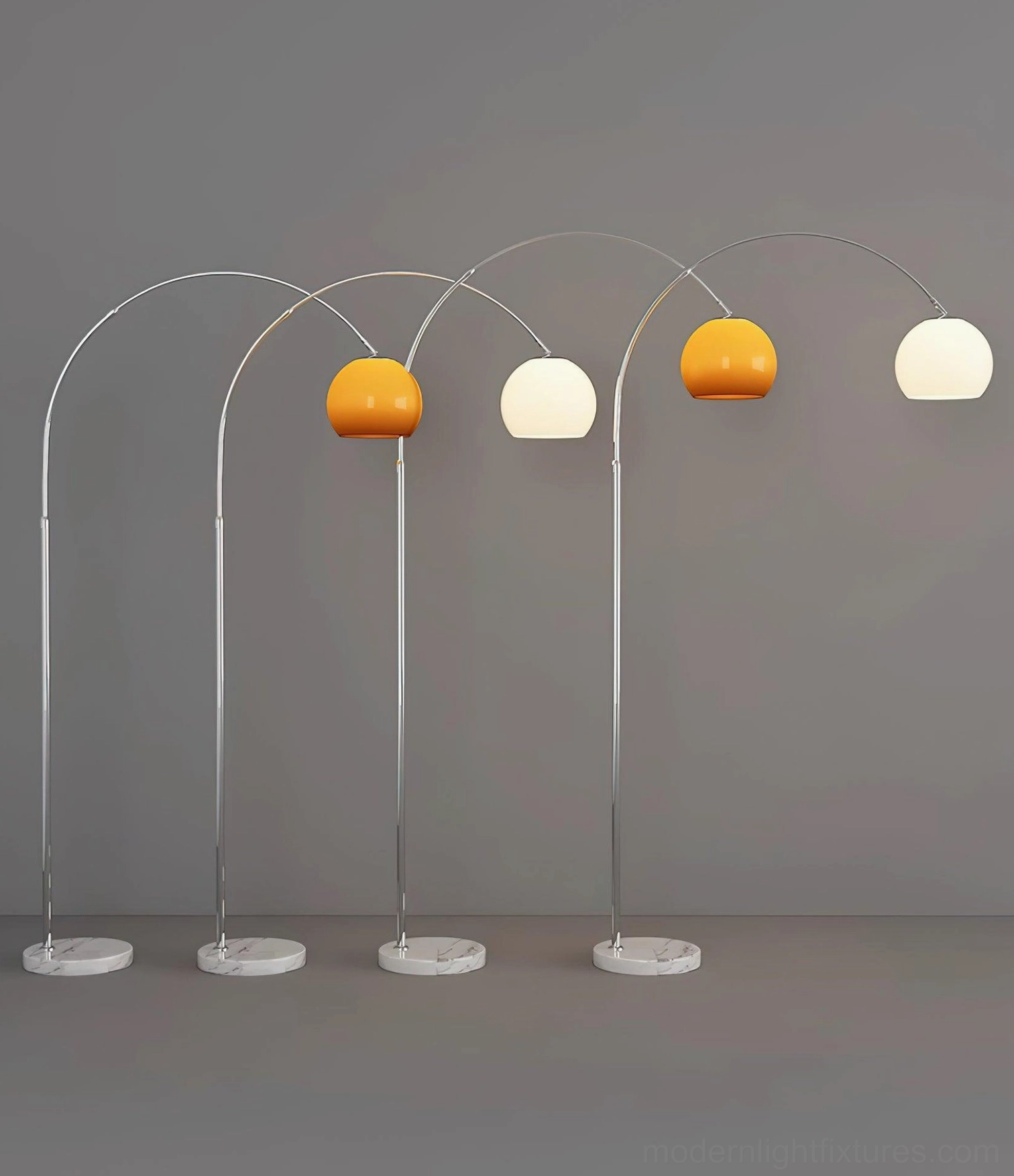Modern arc floor lamp complete assembly with marble base and plug switch cord
