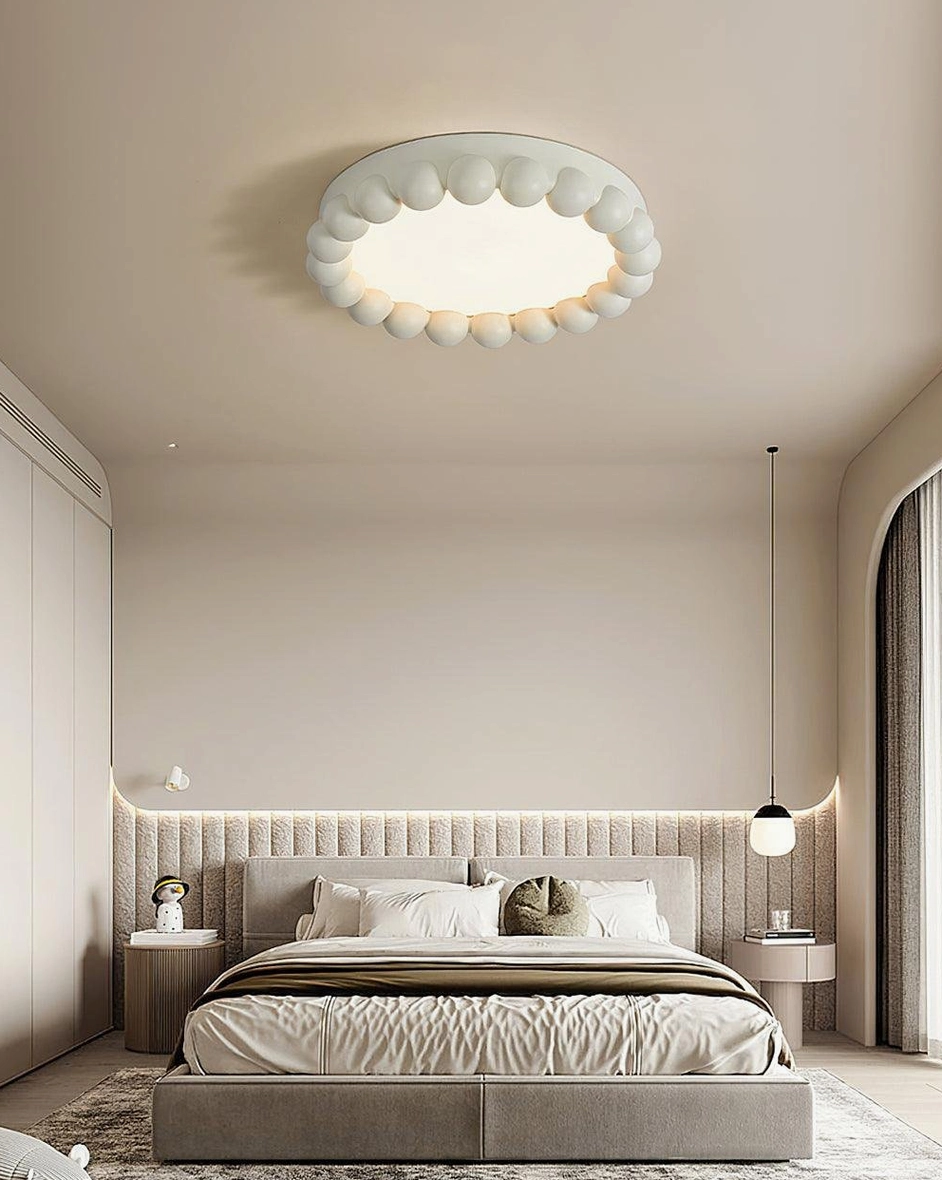 Modern beaded LED ceiling light fixture with integrated 50000-hour lifespan technology