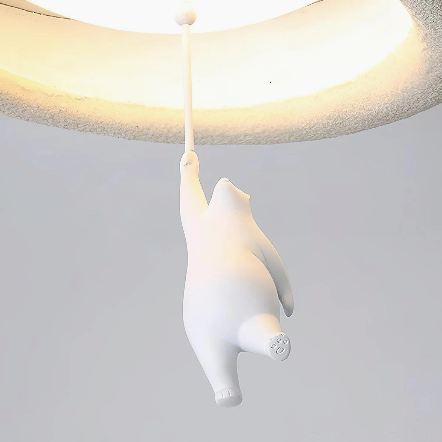 Modern resin and glass bear ceiling light available in soft white and warm beige finishes for versatile home décor