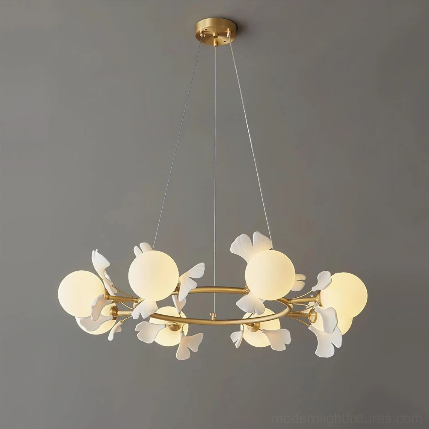 Modern botanical ginkgo leaf chandelier decorative pendant light fixture