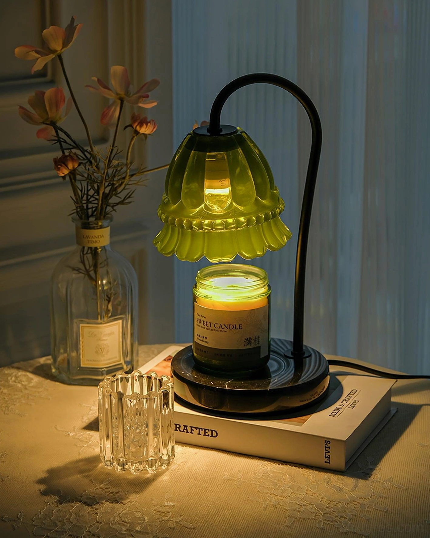 Candle warmer lamp technical drawing with dimensions and specifications