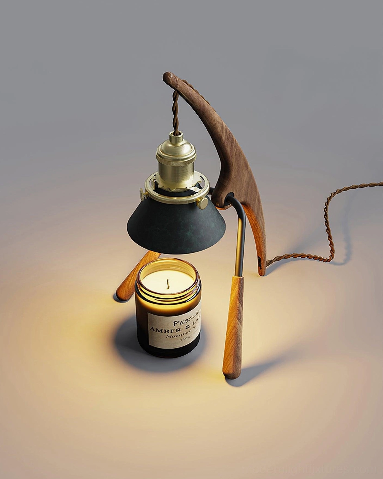 Modern candle warmer table lamp sculptural mantis silhouette, contemporary home decor accent