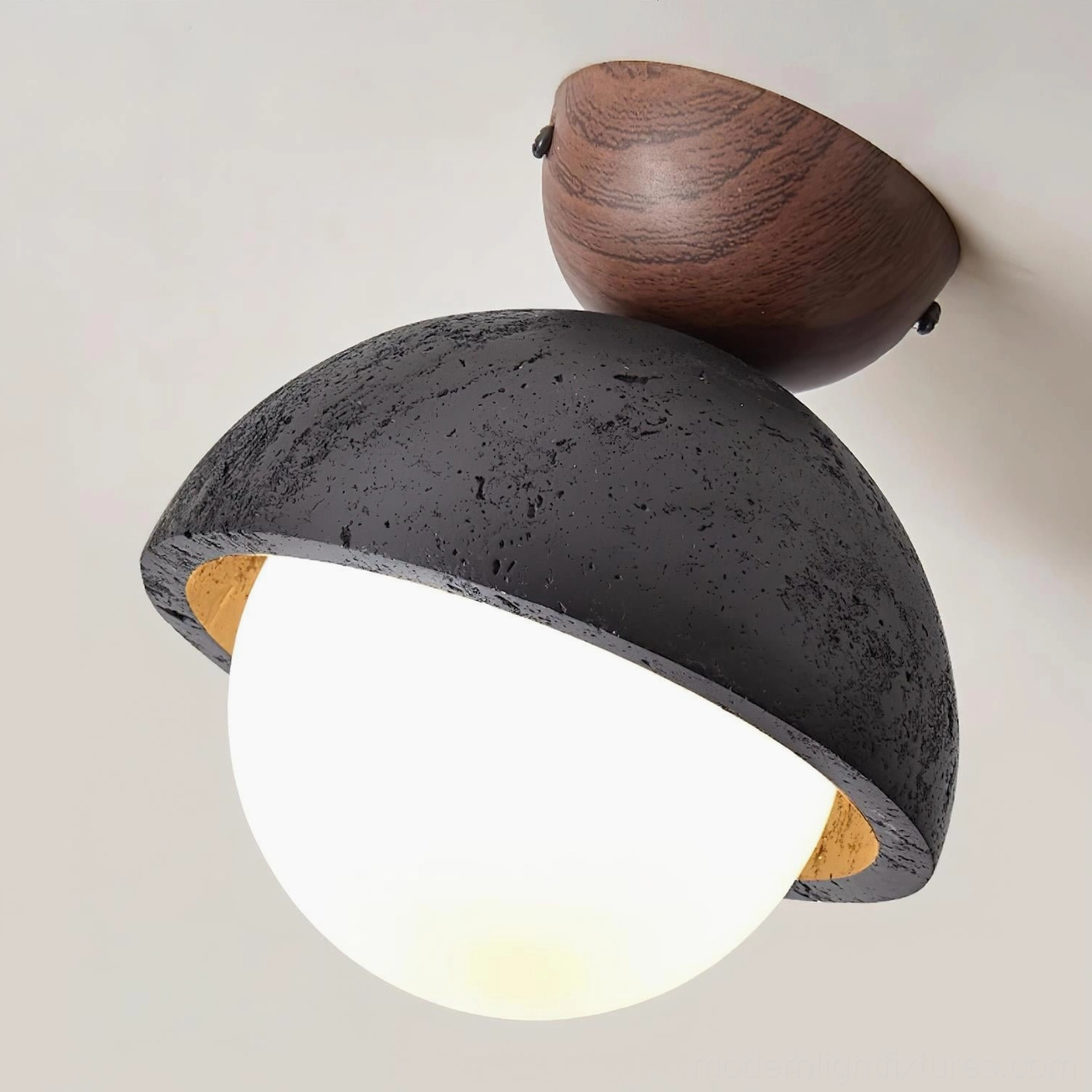 Travertine ceiling light fixture modern design with frosted glass dome